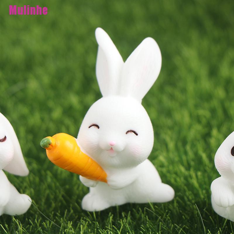 Set 4 Mô Hình Thỏ Và Cà Rốt Mini Trang Trí Bánh Kem
