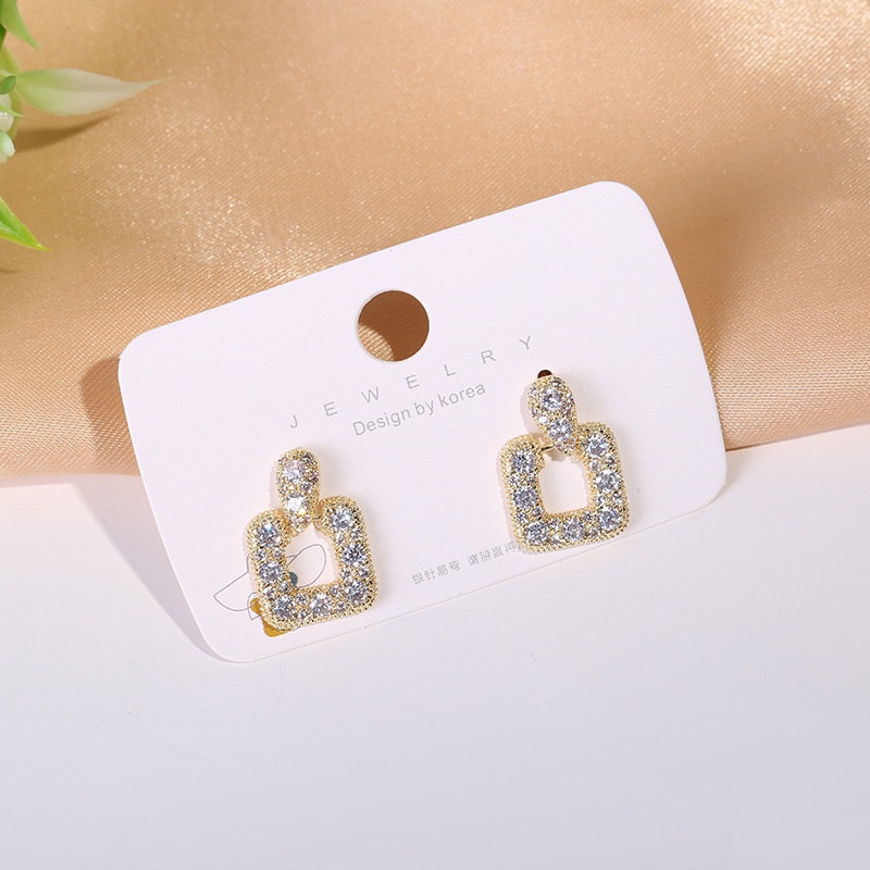 Toàn Bộ Bông Tai Hình Vuông Rỗng Đính Đá Sang Trọng