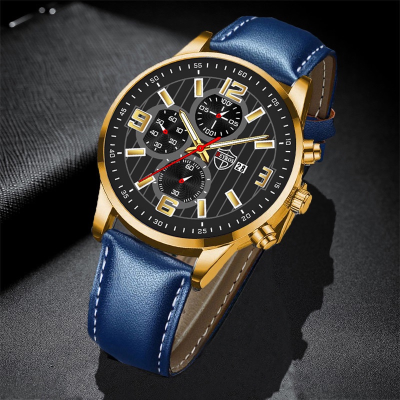 Đồng Hồ Quartz Nam Hiển Thị Ngày Dây Đeo Da Dạ Quang Thời Trang 2022