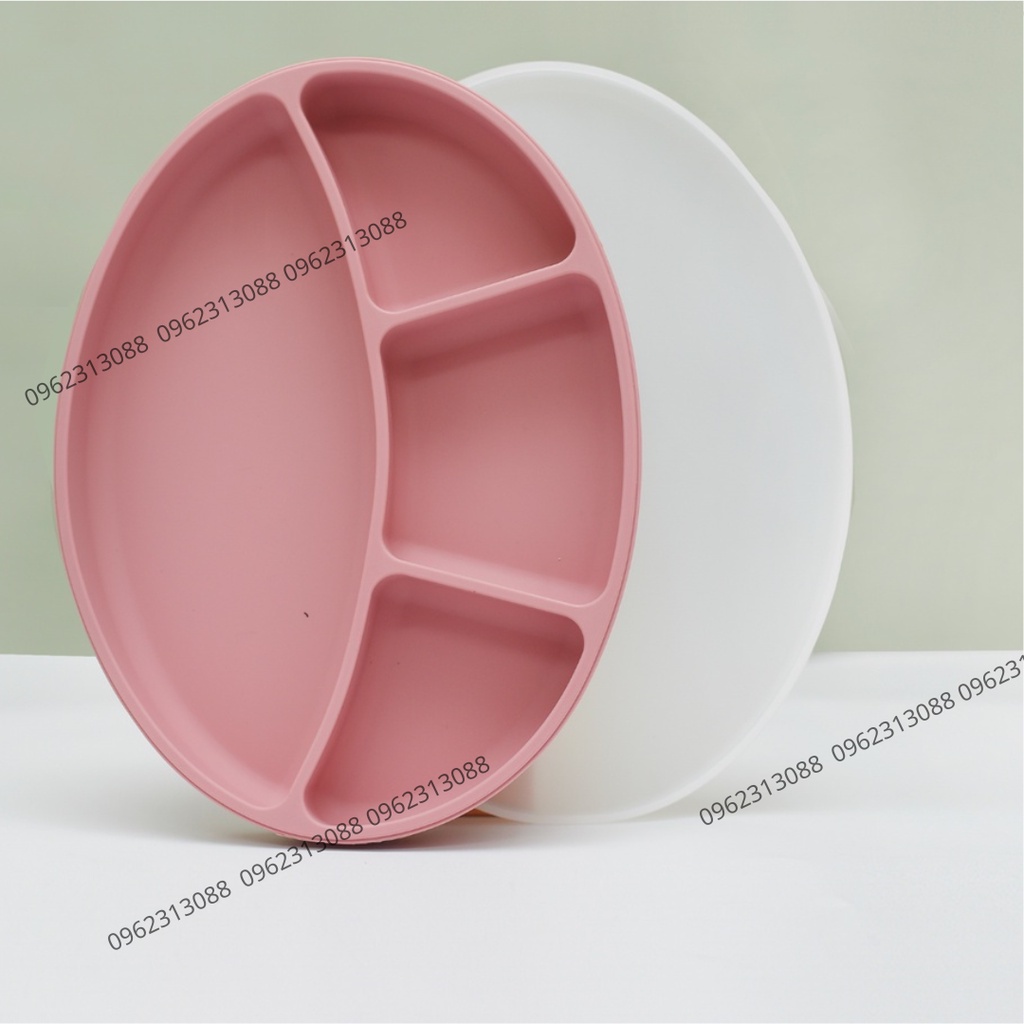 Khay đựng đồ ăn dặm silicon chống đổ cho bé kiểu Nhật có nắp - Mokids
