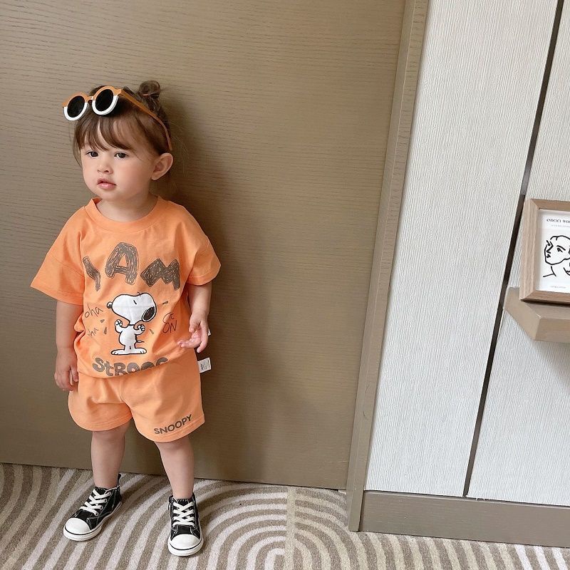 Bộ Áo Thun Tay Ngắn In Hoạt Hình + Quần Short Thời Trang Mùa Hè Hàn Quốc 2023 Cho Bé Trai