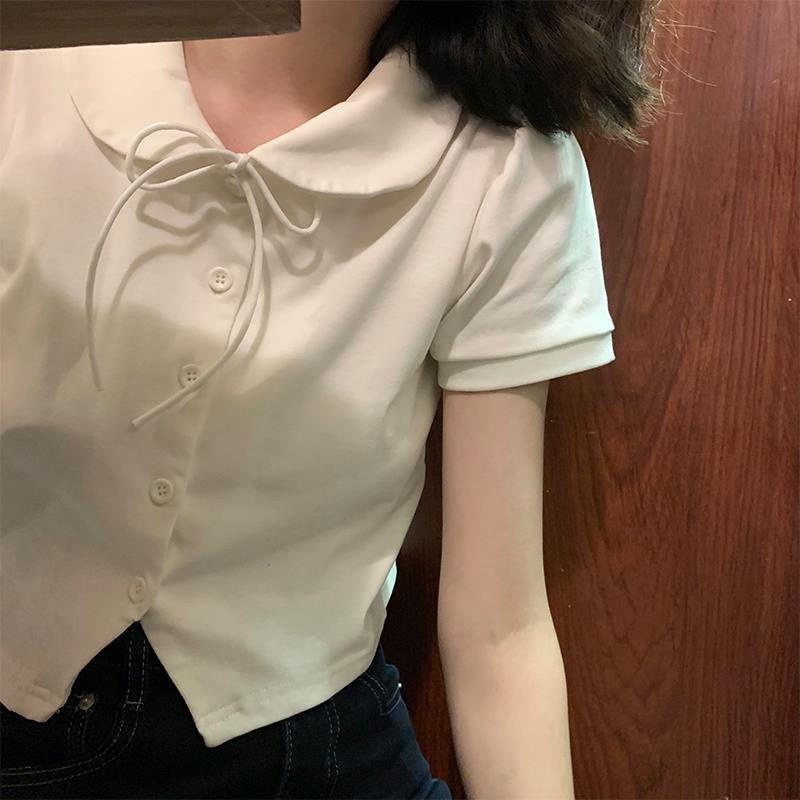 Áo polo Ngắn Tay Màu Trắng Phong Cách Nhật Bản Thời Trang Mùa Hè Cho Nữ 2021 | BigBuy360 - bigbuy360.vn