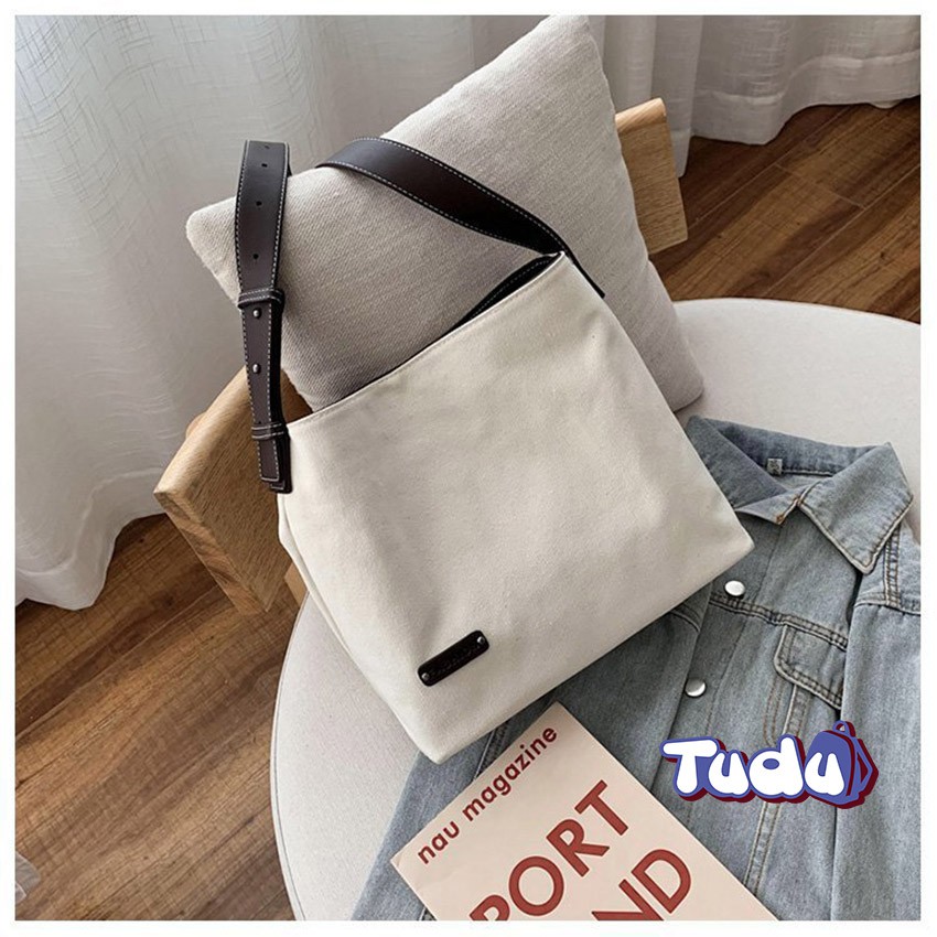 Túi Đeo Chéo Nữ Tudu, Túi Tote Vải Canvas, Túi Đeo Vai Nữ Phong Cách Thời Trang Hàn Quốc, Kèm Ví Nhỏ (CN230)