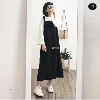 Váy yếm đen dài