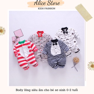 Quần áo trẻ em sơ sinh mùa đông 💖FREESHIP💖 Bộ body lông siêu ấm cho bé sơ sinh bé gái bé trai 0-15 tháng