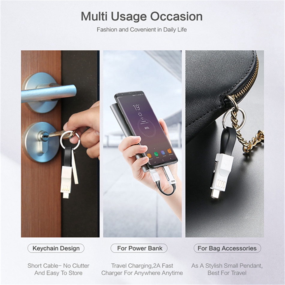 Móc khóa cáp USB Type C / Micro USB / 3 trong 1 mini