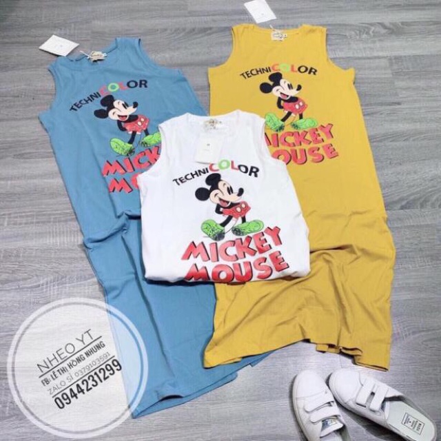 Đầm suông cotton micky SÁT NÁCH dáng dài 1m1