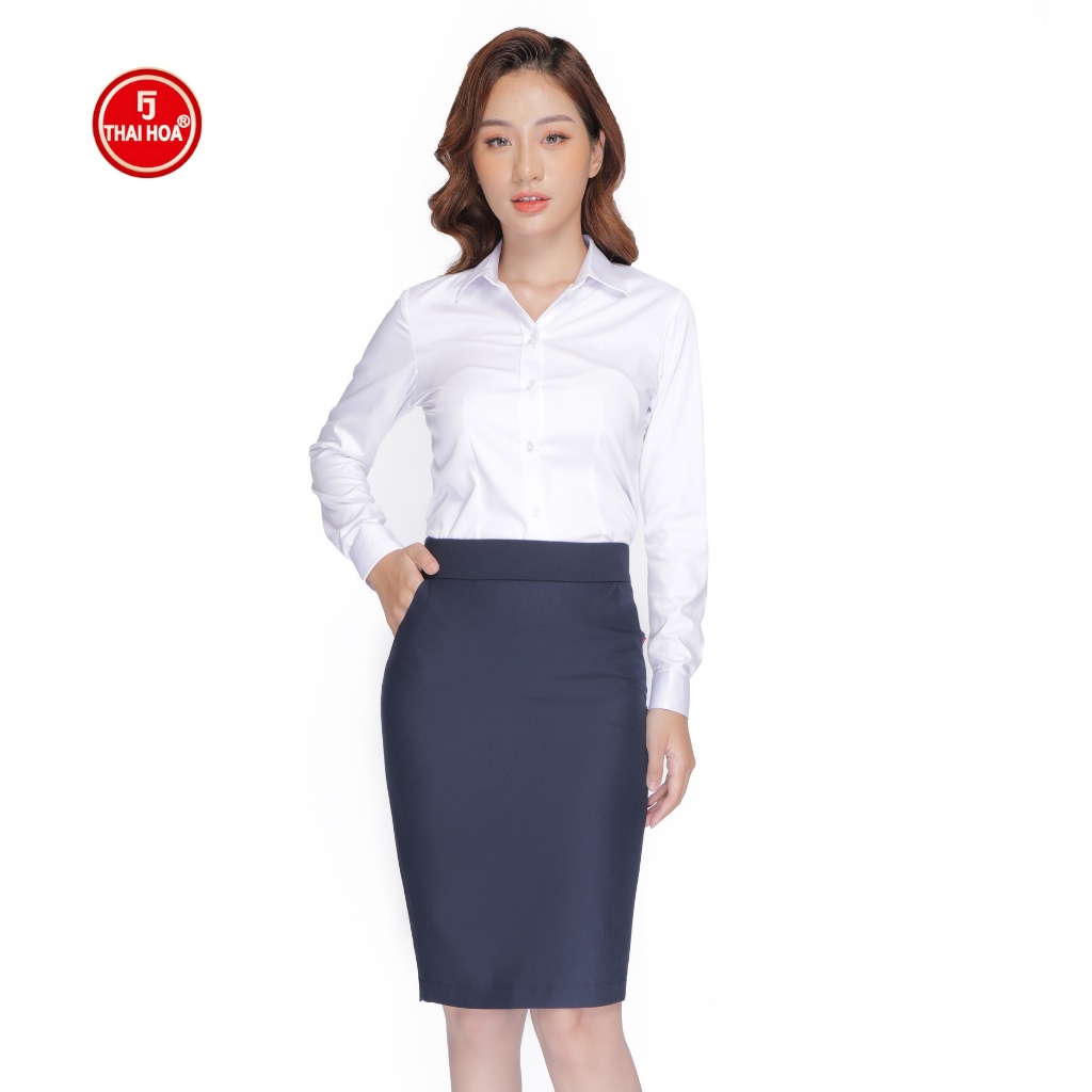 Chân váy nữ Thái Hòa 2J883 thời trang công sở dáng ôm vải cotton lanh Juyp