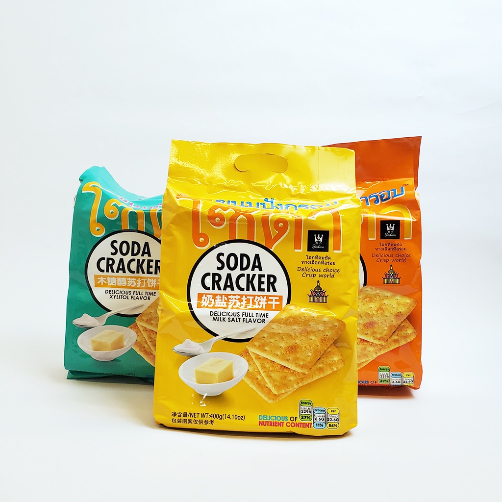 Bánh quy ăn kiêng Soda Cracker Thái Lan túi 400gr - Đồ ăn vặt cô nương béo