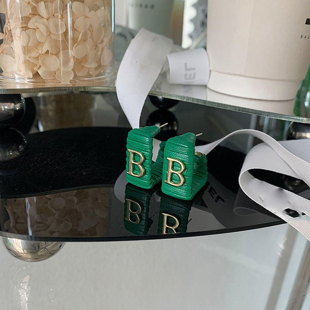 JARRED Bông Tai Da PU Dáng Vuông In Chữ Thời Trang Sang Trọng Cho Nữ