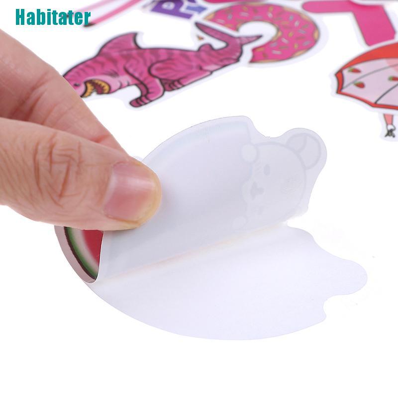 Bộ 50 Miếng Dán Màu Hồng Chống Thấm Nước Dùng Trang Trí Vali / laptop / Xe Hơi