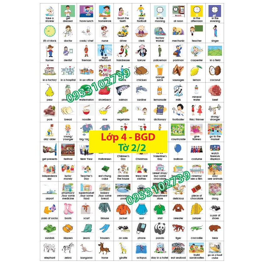 Bộ sticker tiếng anh lớp 4 - BGD