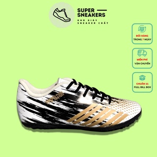 Giày Đá Bóng Phủi Propulsion Đế Cao Su Đúc Màu Trắng - Giày Đá Bóng 3 Sọc Sân Cỏ Nhân Tạo Propulsion Khâu Đế