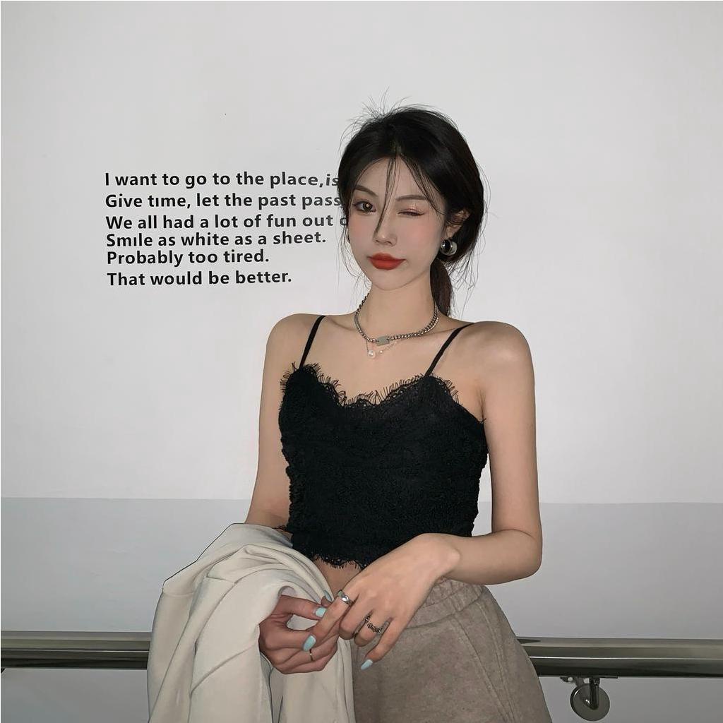 Áo hai dây XIAOZHAINV phối ren thời trang quyến rũ cho nữ