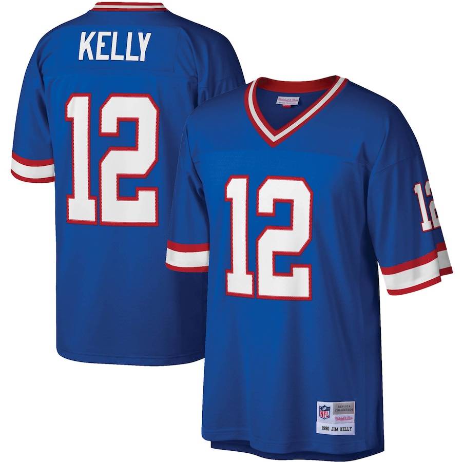 Buffalo Bills NFL Áo Thun Bóng Đá Dáng Rộng Số 12 KELLY Phong Cách Thể Thao Unisex
