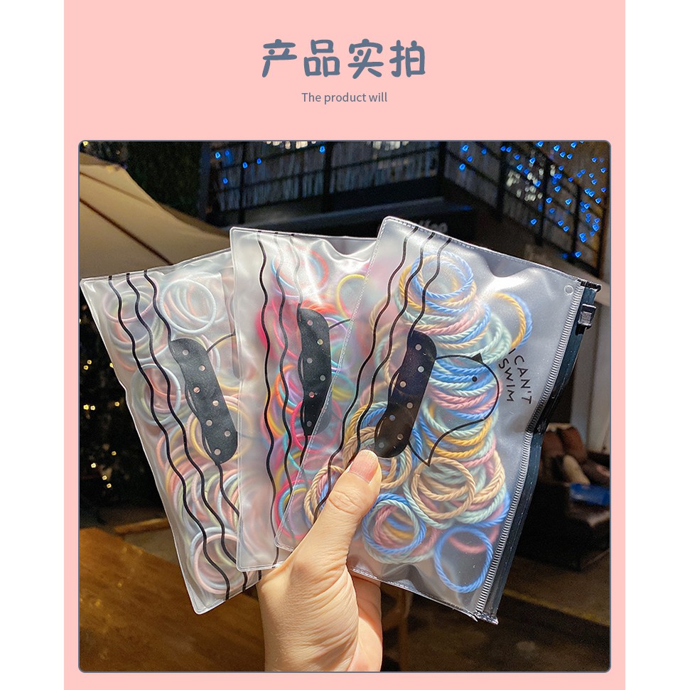 Set 500 Thun Buộc Tóc Hàn Quốc Siêu Dai, Siêu Co Dãn, Nhiều Màu Cho Mẹ Và Bé Tặng Kèm Túi Zip Jussy Xinh Xắn