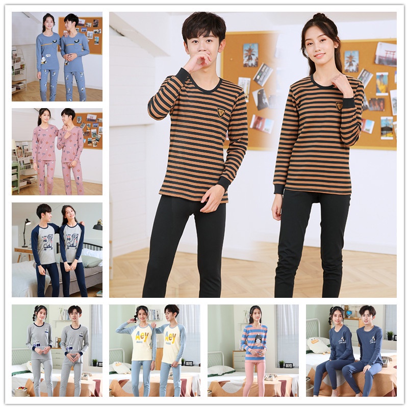 Bộ Đồ Ngủ Tay Dài Chất Liệu Cotton 140cm - 175cm Thời Trang Mùa Xuân Cho Nam Nữ