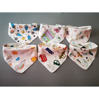 Sét 10 khăn yếm 2 lớp cotton cao cấp có cúc bấm