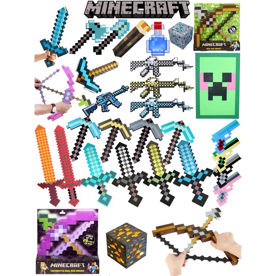 Đồ chơi kiếm cúp rìu xẻng súng Minecraft - tặng thẻ bài minecraft hoặc mini figure minecraft