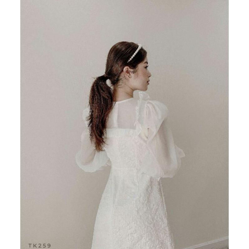Đầm dự tiệc gấm xốp trắng nhẹ nhàng thanh nhã Ura Dress