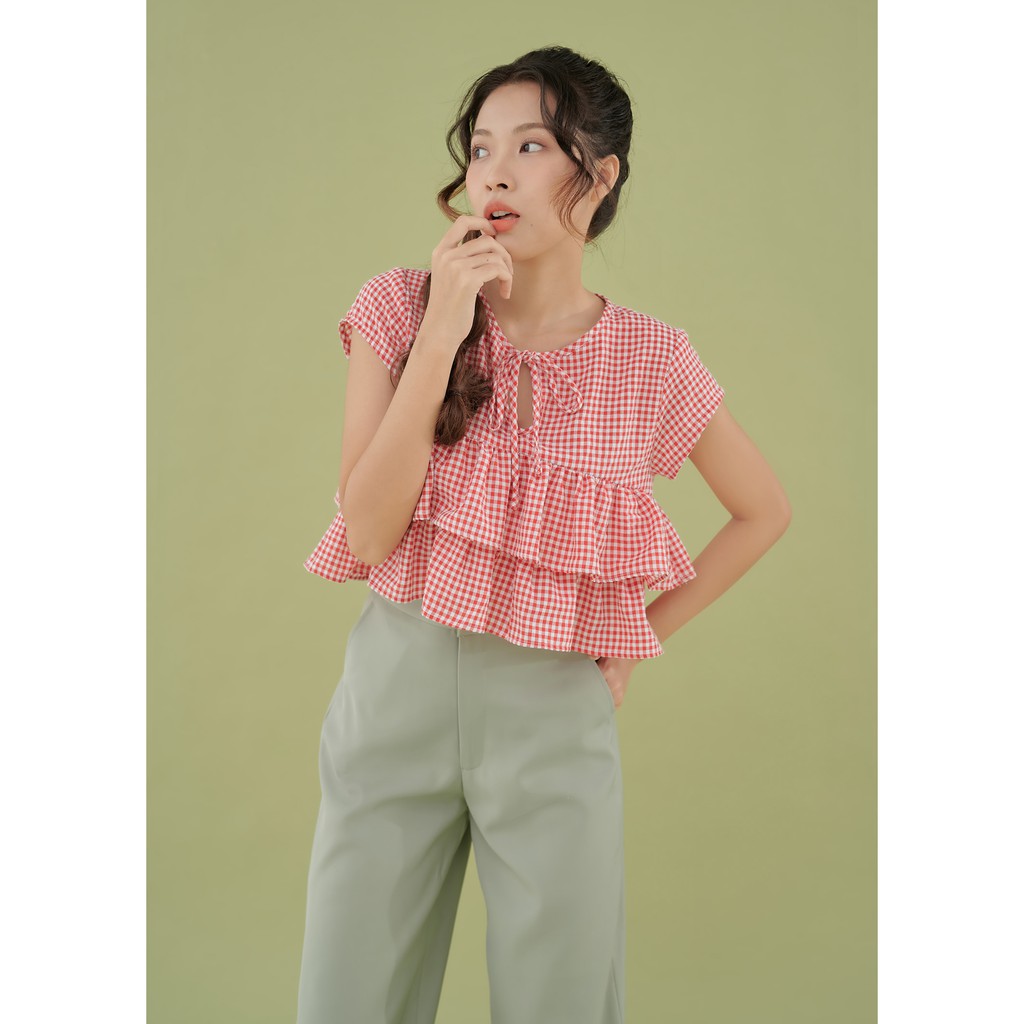 Croptop phối bèo form rộng Tiere Top By Gum