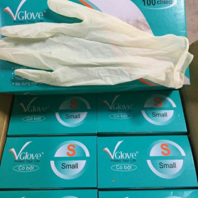 Hộp 100 chiếc găng tay y tế có bột Latex VGlove
