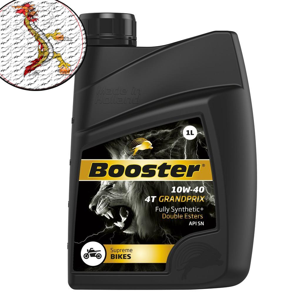 Nhớt xe máy Booster 4T Grandprix Fully Synthetic 10W40, nhớt 100% tổng hợp Booster đến từ Hà Lan