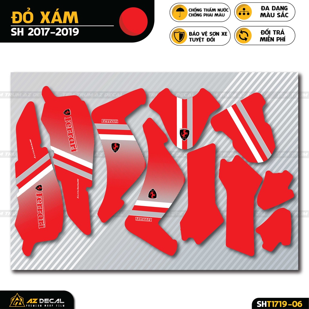 Tem Trùm Dán SH Phong Cách Ferrari | SHT-06 | Decal Team Trùm SH 2017 - 2019 - 2020 - 2021 - 2022 Đẹp Nhất