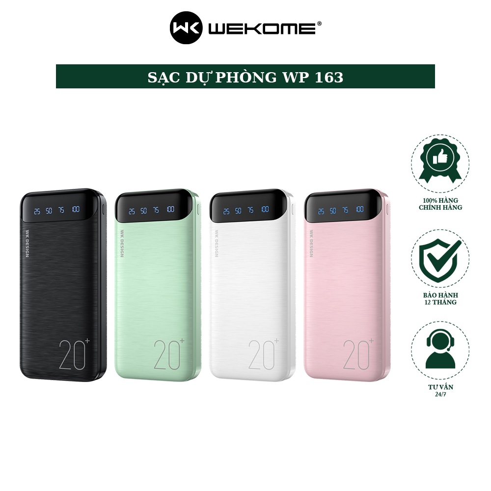 Pin sạc dự phòng 20000mAh Wekome WP-163 tích hợp màn hình LED