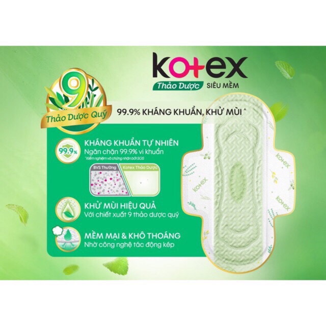 Lốc 8 gói Bvs kotex thảo dược(8 miếng/gói)