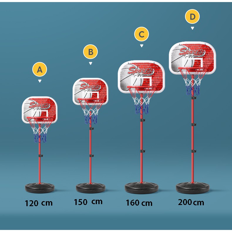 Bộ đồ chơi bóng rổ cho bé, bóng rổ mini trong nhà giúp bé phát triển chiều cao, Khung làm bằng sắt, TẶNG kèm bóng