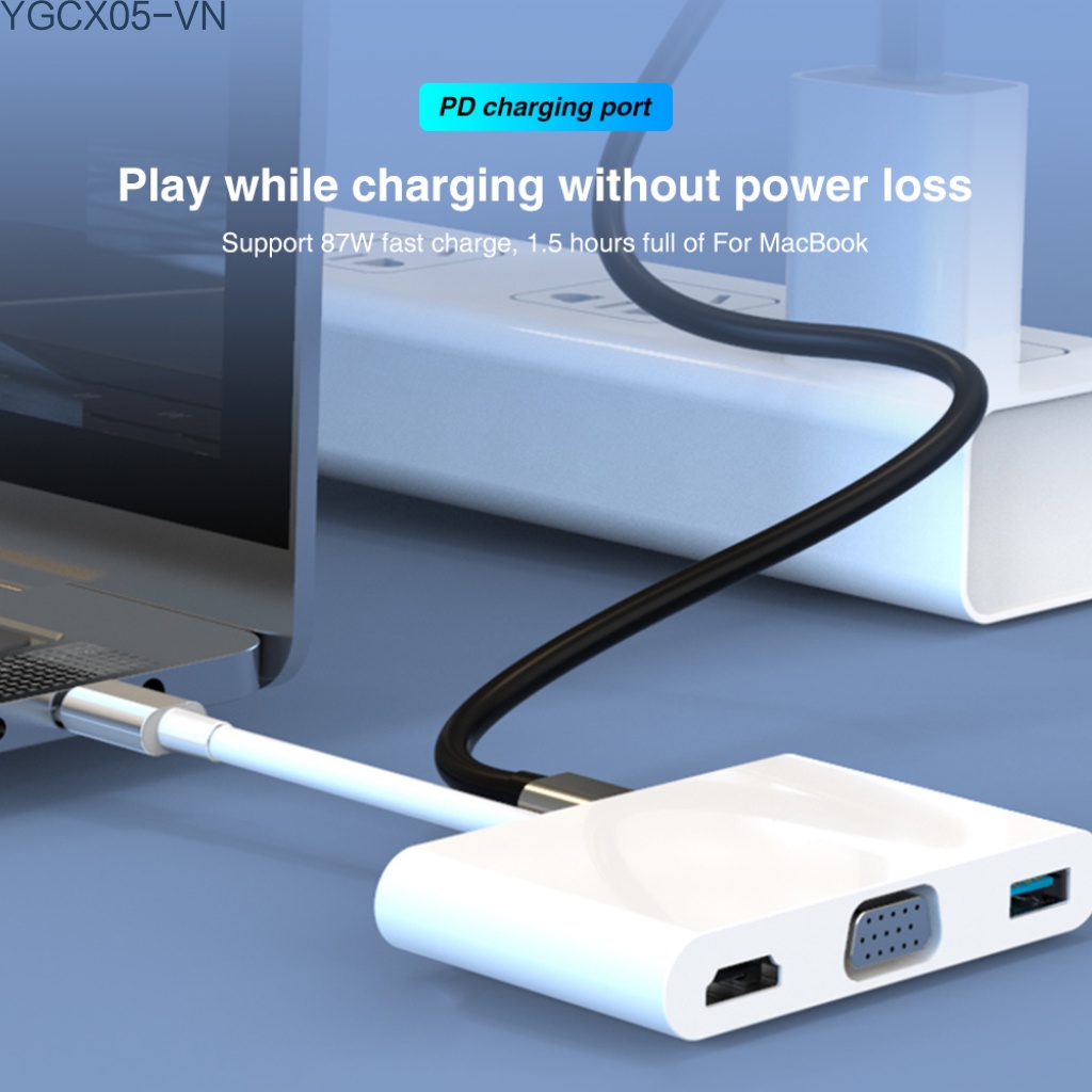 Bộ Hub Usb 7 Trong 1 Type C Hub 4k 1080p Hdmi-Compatible + Vga Pd 5gbps Hỗ Trợ 3.5mm Sd / Tf Cho Điện Thoại Android | BigBuy360 - bigbuy360.vn