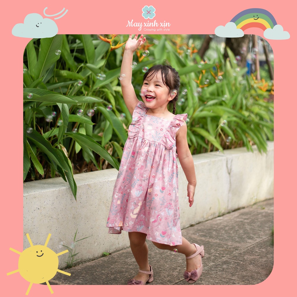 Váy bé gái MAY XINH XỊN thô hoa Flamingo