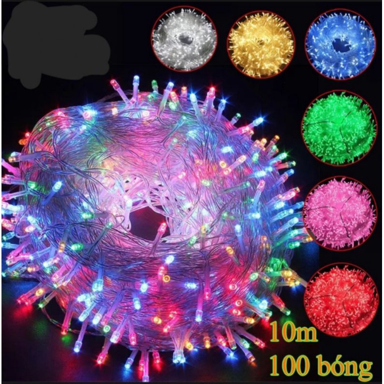 Dây đèn led trang trí 10met 100 bóng vàng nắng sản phẩm có  đầu nối tiện lợi trang  trí chống thấm ngoài trời