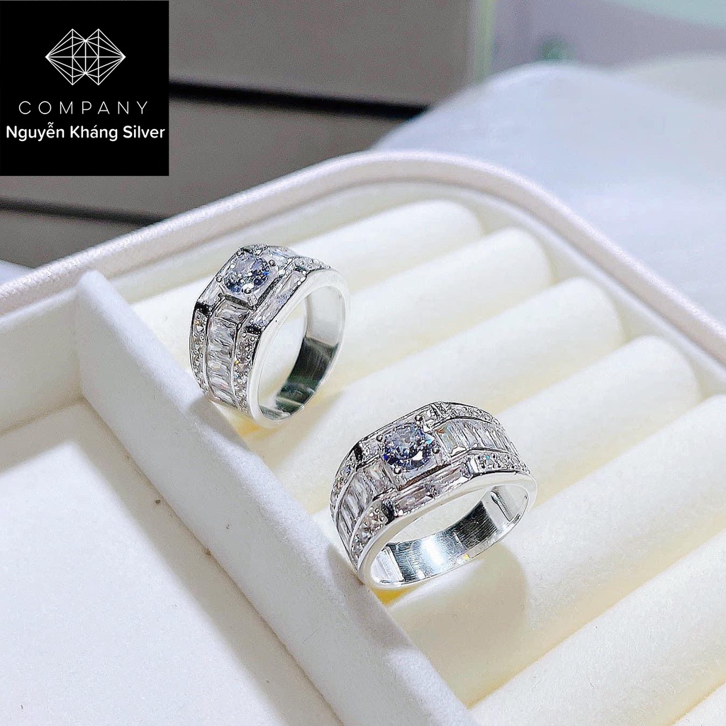 NHẪN NAM BẠC TA, MẶT ĐÁ TRẮNG, TRẺ TRUNG, BẠC NGUYỄN KHÁNG
