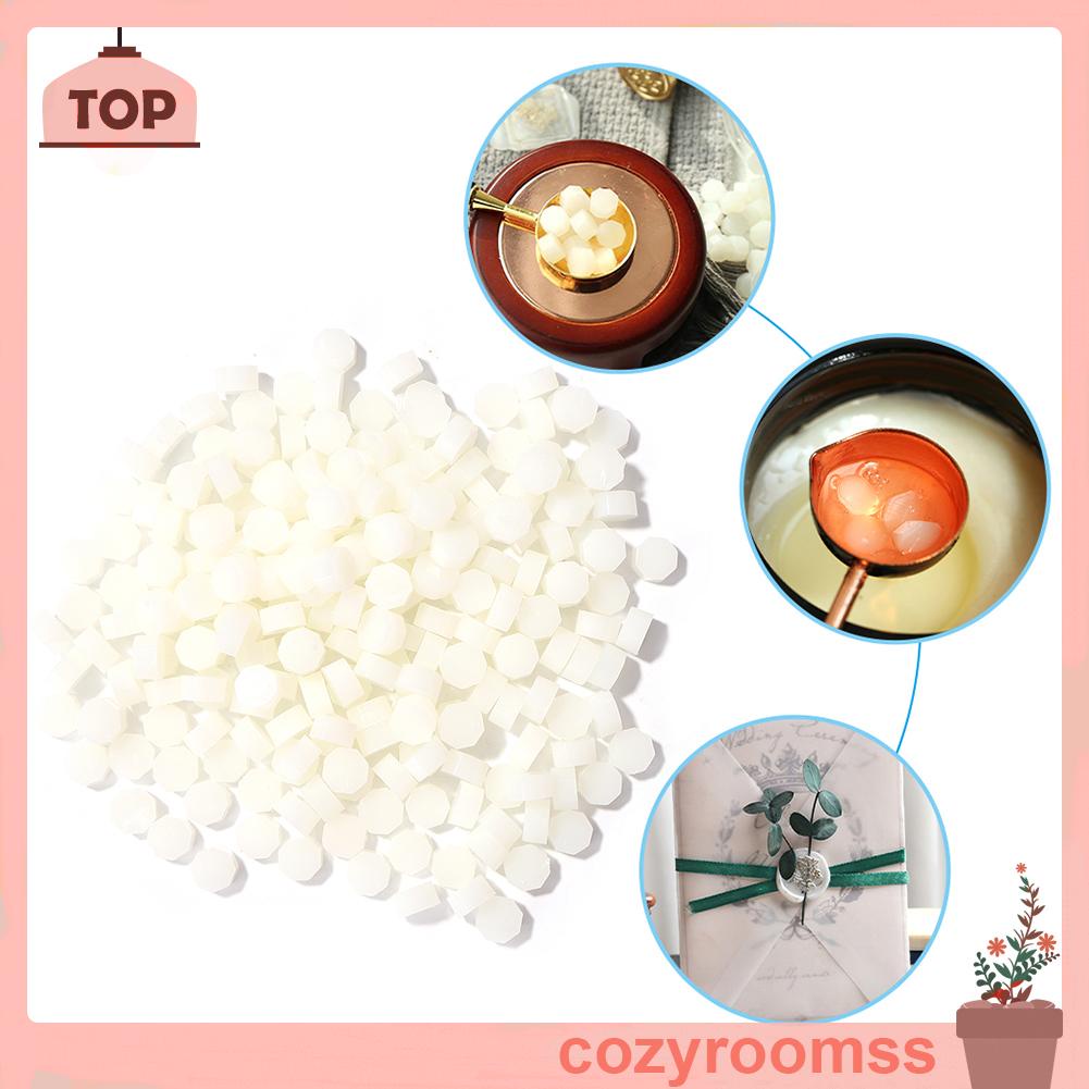 100 viên sáp hình bát giác màu trắng/ trong suốt dùng niêm phong bì thư