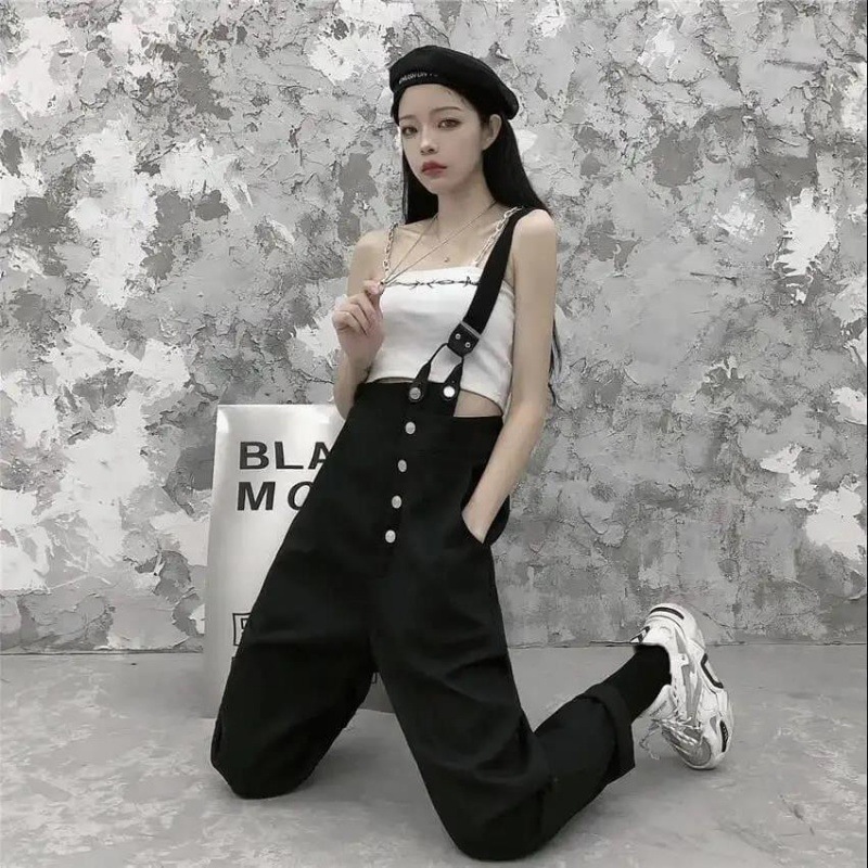 IELGY Quần Yếm Denim Phong Cách Hàn Quốc Cho Nữ