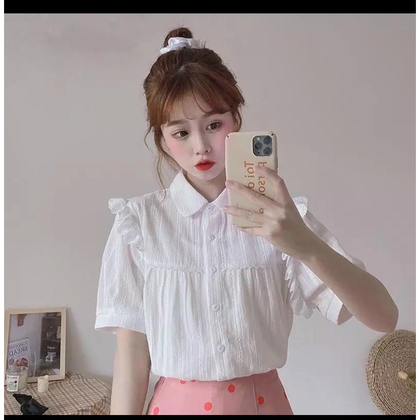 Áo sơ mi cổ sen viền bèo vai NH00099
