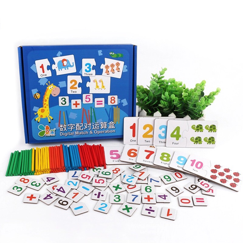 Bộ Giáo Cụ Que Tính Học Toán Và Thẻ Ghép Số Học Phép Tính Tư Duy, Giáo Cụ Montessori Giúp Bé Học Toán Dễ Dàng Hơn