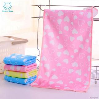 Khăn tắm cotton thấm hút nhanh in hình trái tim dễ thương dành cho bé