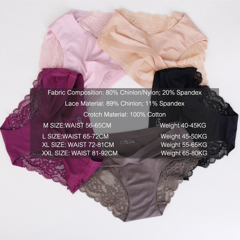 Quần Lót Ren Không Đường May Lưng Vừa Thoáng Khí Size M-3XL Cho Nữ