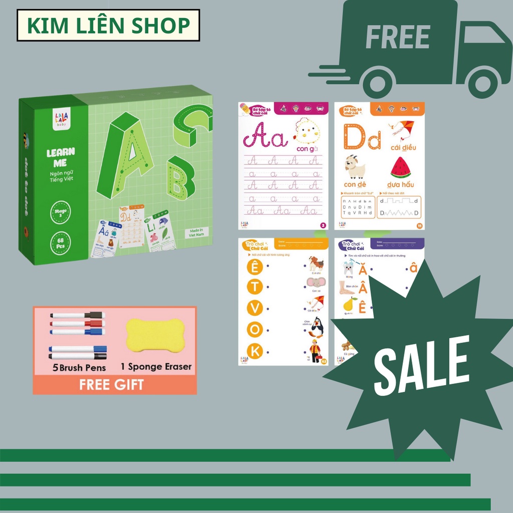 BỘ HỌC LIỆU TẬP VẼ NÉT VIẾT CHỮ NỐI HÌNH TÔ MÀU CHO BÉ CÓ THỂ XOÁ ĐƯỢC