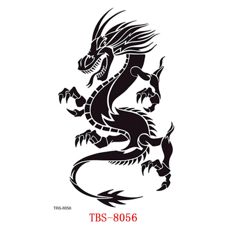 Miếng Dán Hình Xăm 3D Chống Thấm Nước Họa Tiết Chó Sói/Rồng Ấn Tượng