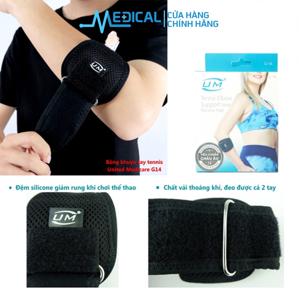 Băng khuỷu tay thể thao tennis UNITED MEDICARE G14 màu đen - MEDICAL