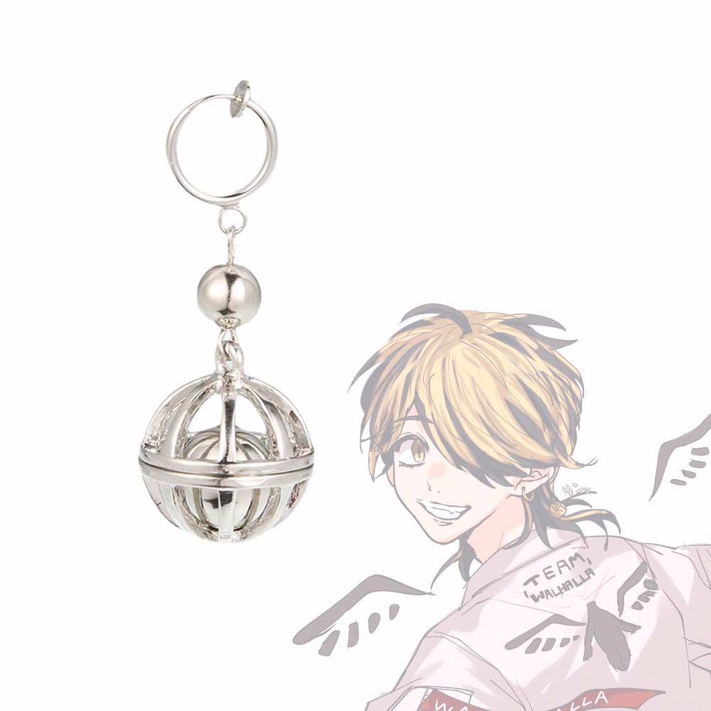 Khuyên tai kim loại tròn họa tiết nhân vật anime Tokyo Revengers Kazutora Hanemiya nhiều màu sắc cổ điển trang trí