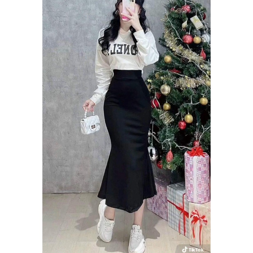 Chân Váy Đuôi Cá Dáng Dài Gemi Lưng Cao Phong Cách Ulzzang Lên From Xinh