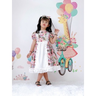Váy Lụa Hoa Bèo Bé Gái 4 Đến 28kg, Đầm Bé Gái Chất Lụa Mềm Mát [V020]