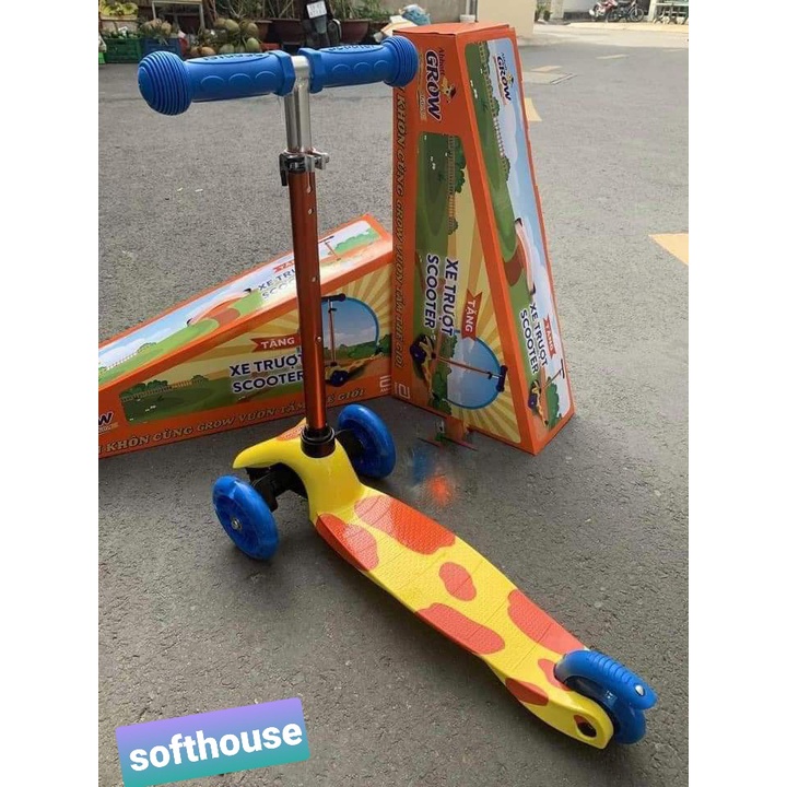 Xe Scooter cho bé Hàng Cao Cấp phù hợp cho bé 3,4,5,6 tuổi - Bánh Xe Đèn Led Phát Sáng - Hàng khuyến mại Grow Abbott