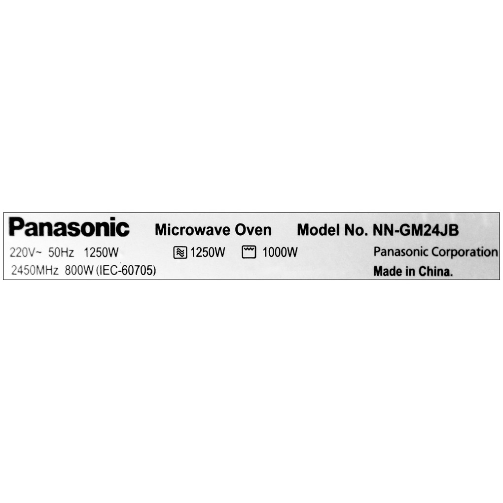 Lò Vi Sóng Cơ Có Nướng Panasonic NN-GM24JBYUE Dung Tích 20 Lít Bảo Hành Chính Hãng 12 Tháng, Tặng Kèm Vỉ Nướng