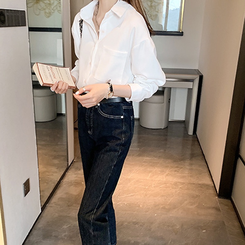 IELGY  Ielgy Áo Sơ Mi Dáng Rộng Phong Cách Phương Tây Với Thiết Kế Cảm Giác Cho Nữ